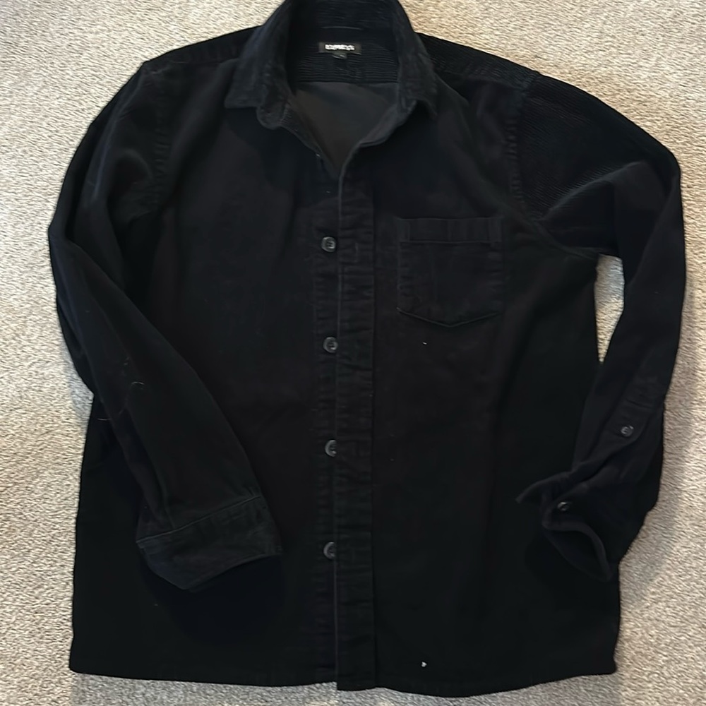 Express corduroy black chore shirt
